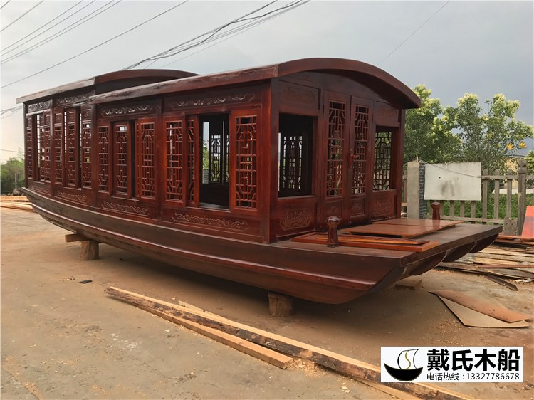 定制8米双篷子画舫船  景区里面作为旅游观光用的木船